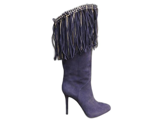 Bottes Le Silla en daim violet à franges
