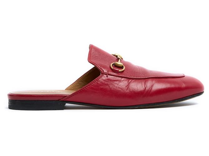 Gucci Princetown red leather Loafers Mules EU39 US8.5 Cuir Rouge  ref.1298160