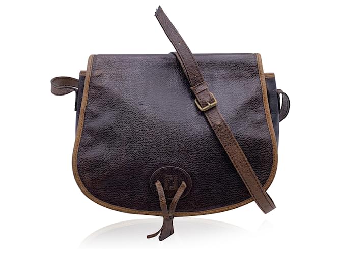 Fendi Vintage Brown and Beige Leather Crossbody Shoulder Bag  ref.1298319