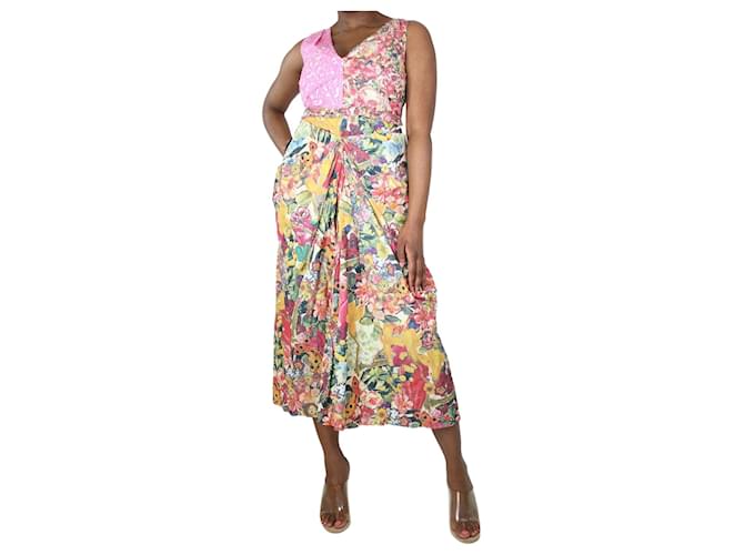 Marni Multicolour floral printed ruched dress - size UK 12 Multiple colors Polyamide  ref.1298406