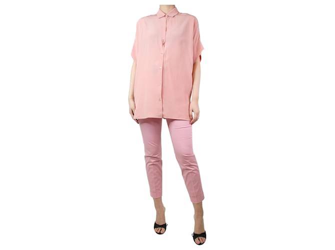 Weekend Max Mara Rosa kurzärmeliges Seidenhemd - Größe UK 8 Pink  ref.1298441