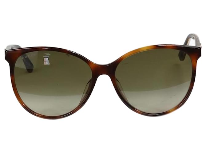 Óculos de sol Gucci Brown tartaruga com braços listrados - tamanho Marrom  ref.1298447