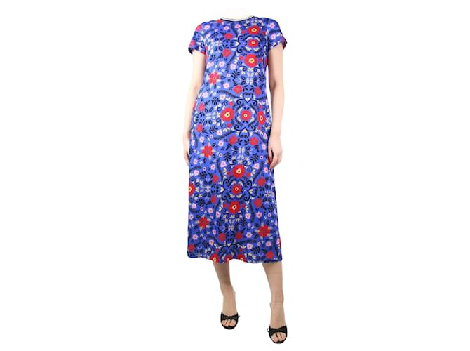 Autre Marque Blaues, floral bedrucktes Sport-Swing-Kleid – Größe M Baumwolle  ref.1298449