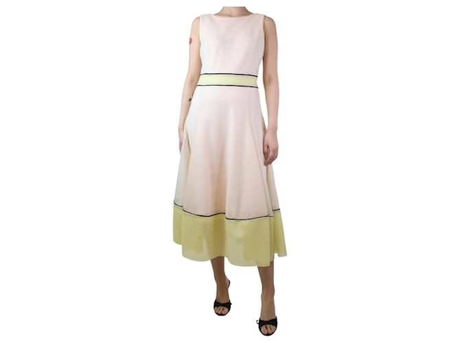 Maje Peach pink colour-block net midi dress - size UK 12  ref.1298454
