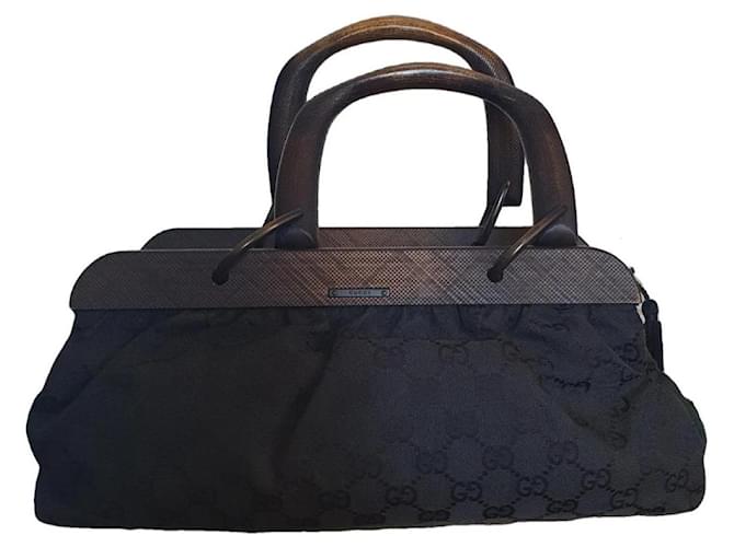 GUCCI vintage Doctor's Bag handbag Black Cloth  ref.1298468
