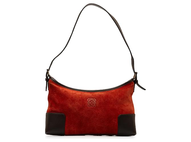 Loewe Red Anagram Suede Shoulder Bag Leather Pony-style calfskin  ref.1298485