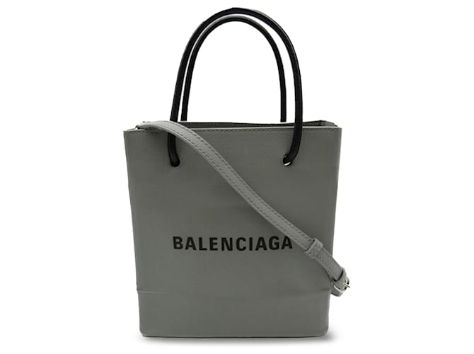 Borsa shopping Balenciaga grigia con logo XXS Grigio Pelle Vitello simile a un vitello  ref.1298492
