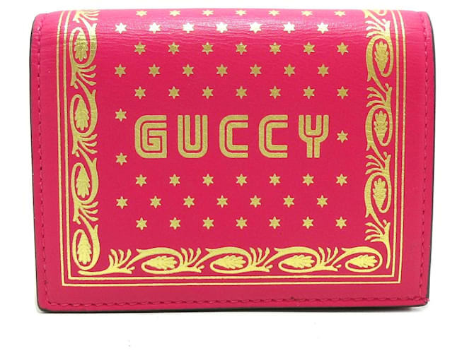Portafoglio bifold Gucci Guccy Sega rosa Pelle Vitello simile a un vitello  ref.1298494