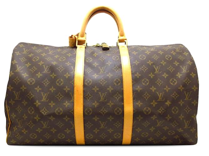 Louis Vuitton Brown Monogram Keepall 55 Leather Cloth  ref.1298513