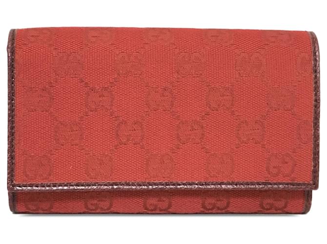 Lange Geldbörse aus rotem GG-Canvas von Gucci Leinwand Tuch  ref.1298551