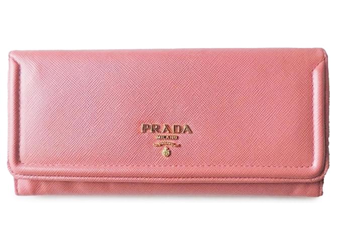 Prada Pink Saffiano Leather Long Wallet  ref.1298555