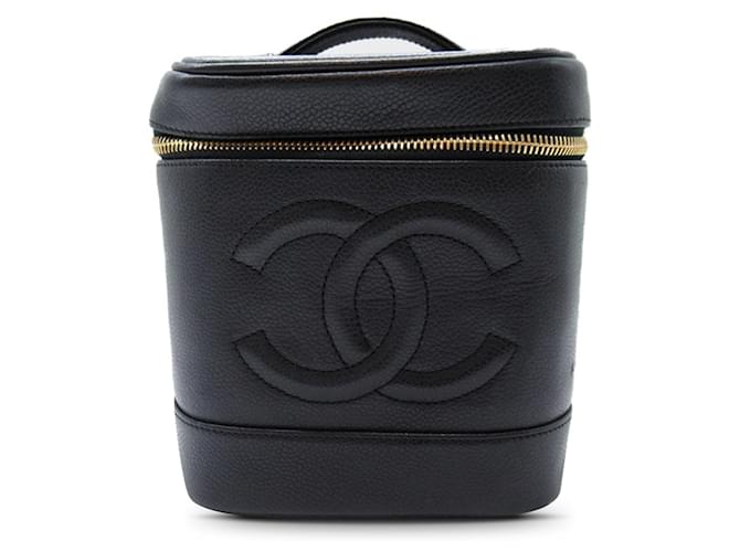 Chanel Black CC Caviar Vanity Case Leather  ref.1298557