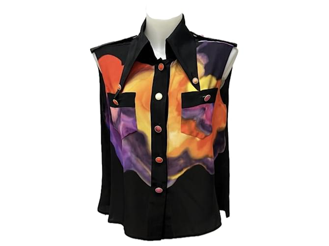 Chanel Blusa di seta con logo CC sulla passerella Multicolore  ref.1298567