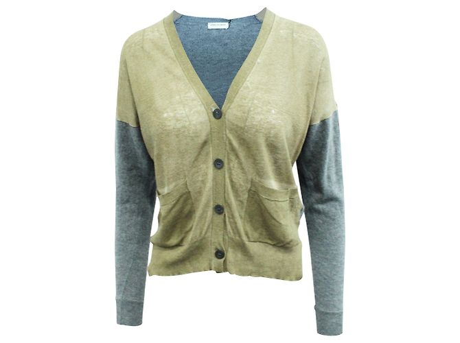 Dries Van Noten Graue und braune Strickjacke