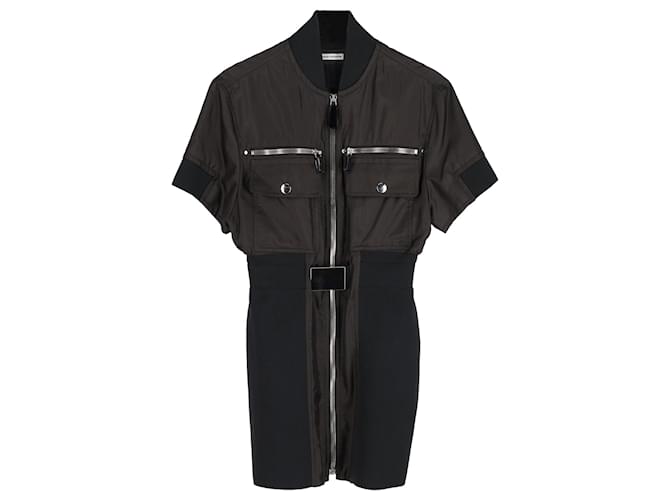 Paco Rabanne Front Zip Bodycon Mini Dress in Black Silk  ref.1298597