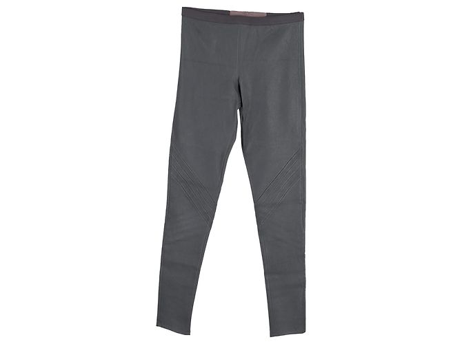 Leggings Rick Owens em couro cinza