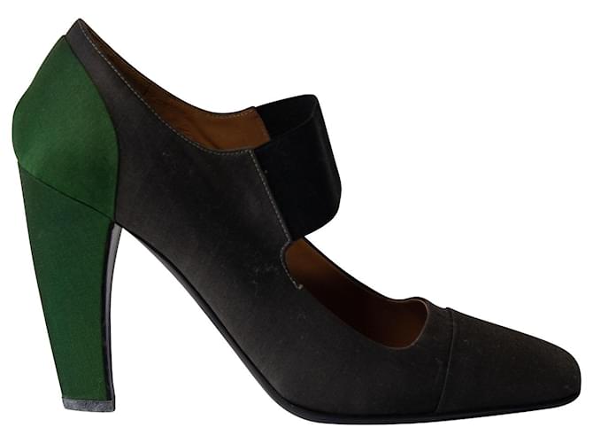 Prada Scholar Pumps in Dark Grey Satin  ref.1298601