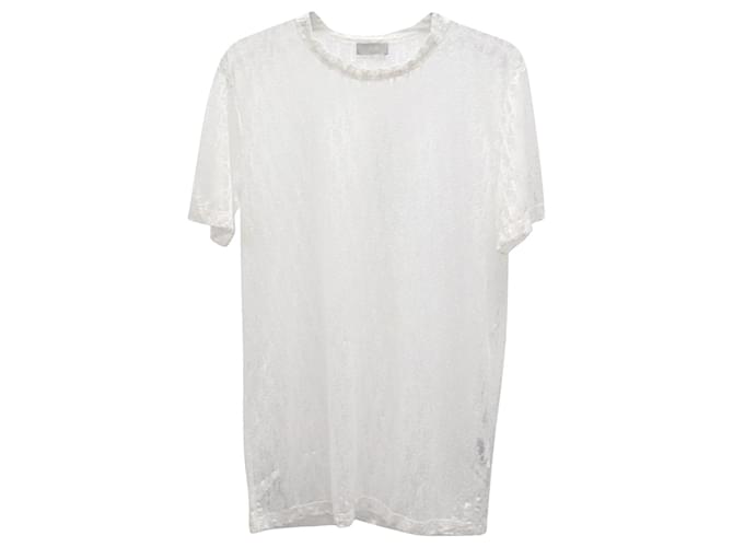 T-shirt transparent Dior Oblique en viscose blanche Fibre de cellulose  ref.1298606