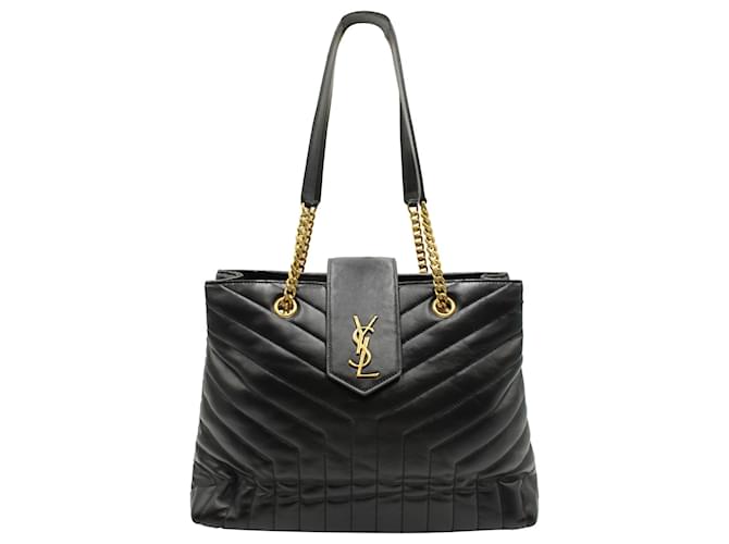 Saint Laurent Loulou large open top shopping bag in MateLasse Black Leather  ref.1298609