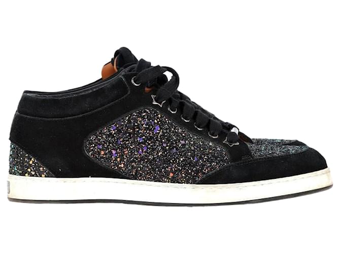 Jimmy Choo Miami Mid Sneakers in Black Suede and Glitter  ref.1298615