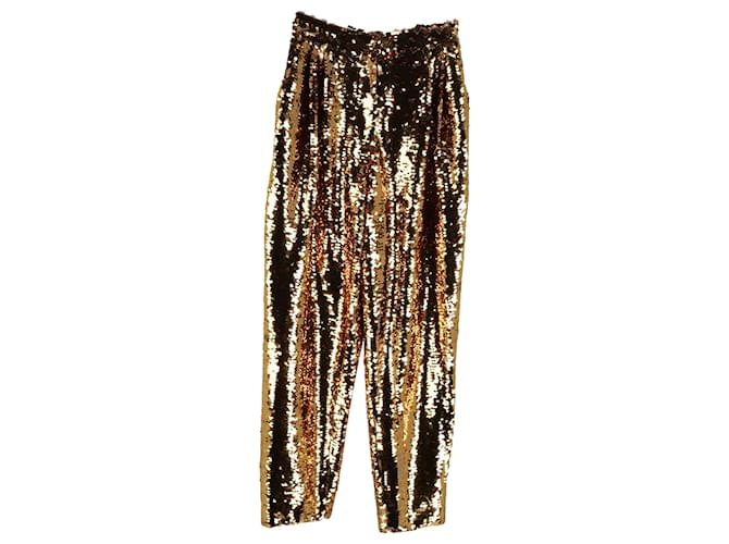 Dolce & Gabbana Diese Hose ist mit ihrer durchgehenden Verzierung aus goldenen Pailletten der Inbegriff von glamourösem Stil. Polyester  ref.1298628