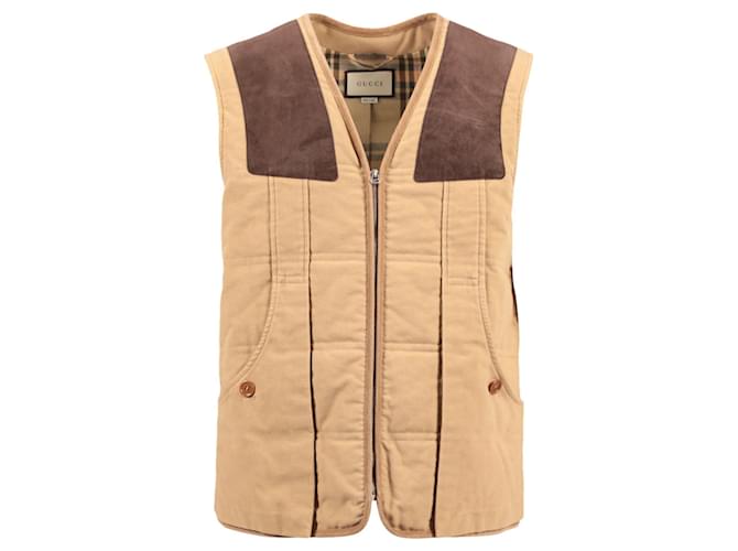 Gucci Moleskin Vest With Suede Details Python print Cotton  ref.1298645