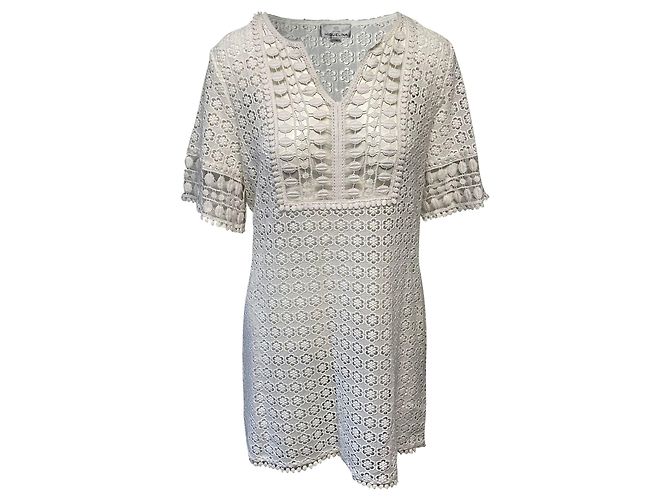 Autre Marque Vestido de cóctel de encaje Miguelina en algodón blanco