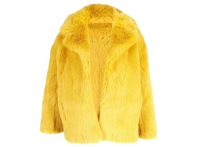 Diane Von Furstenberg Coat in Yellow Faux Fur Synthetic  ref.1298660