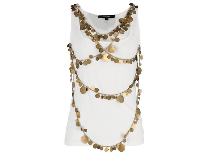 Top sin mangas de Givenchy con monedas doradas en algodón blanco
