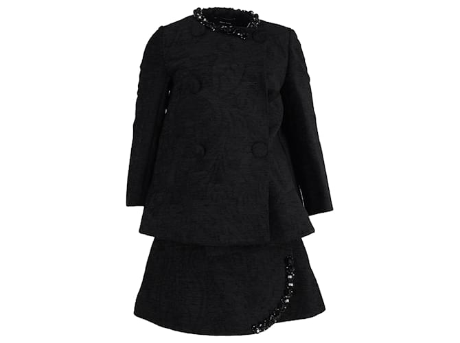 Simone Rocha Embellished Coat and Skirt Set in Black Acrylic  ref.1298678