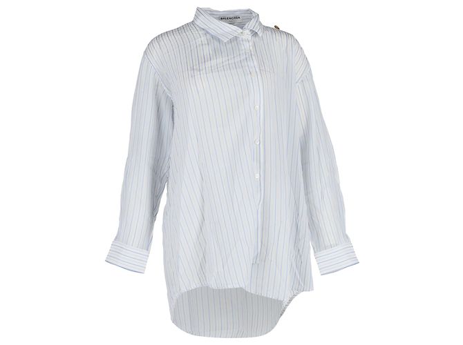 Camisa a rayas asimétrica Balenciaga en algodón blanco