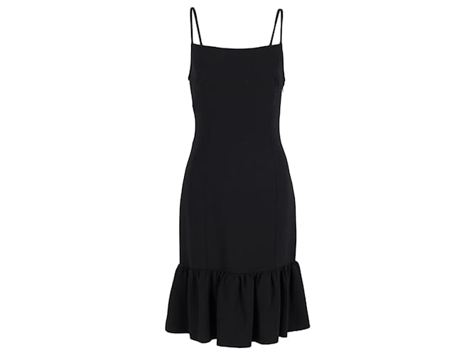 Autre Marque Lauren Ralph Lauren Kleid mit Rüschensaum aus schwarzer Wolle Baumwolle  ref.1298682