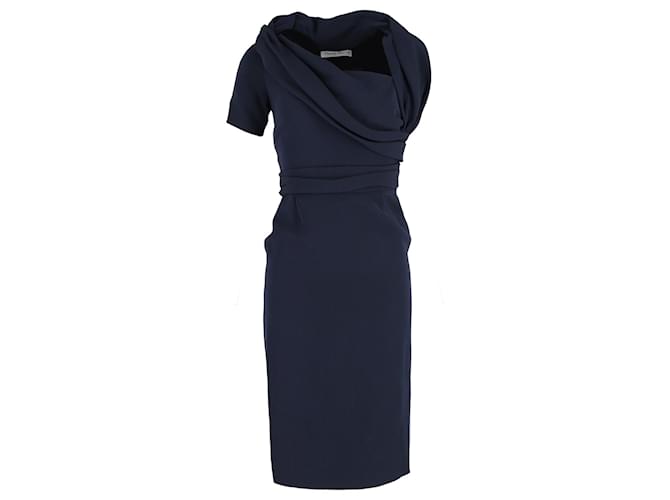 Christian Dior One-Shoulder-Kleid aus marineblauer Baumwolle  ref.1298685