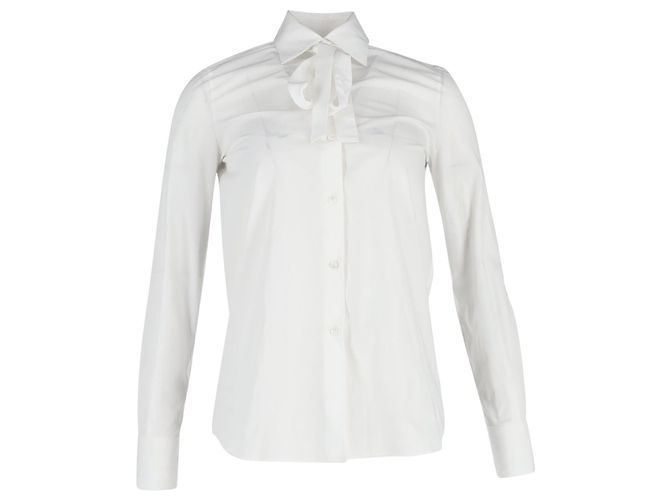 Camisa Valentino Gola Laço em Algodão Branco