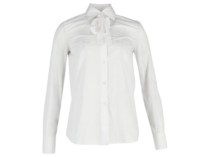 Valentino Neck Bow Shirt in White Cotton  ref.1298689
