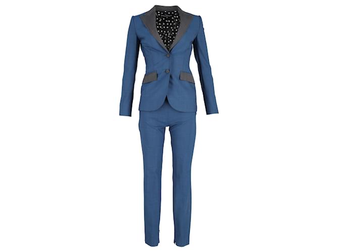 Dolce & Gabbana Blazer and Trousers Set in Blue Cotton Light blue Polyester  ref.1298692