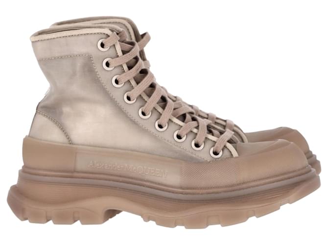 Alexander McQueen Tread Slick Mesh Boots in Beige Nylon  ref.1298709