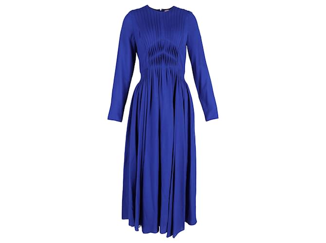 Gabriela Hearst Herminia Pleated Midi Dress in Blue Silk  ref.1298712