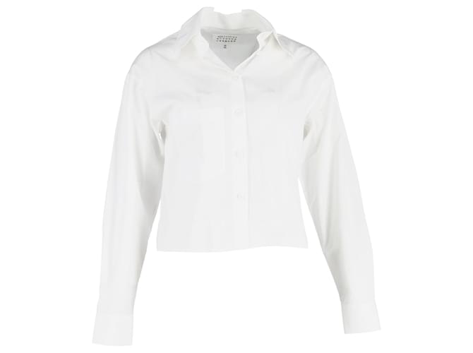 Maison Martin Margiela Maison Margiela Cropped Button-Up Shirt in White Cotton  ref.1298720