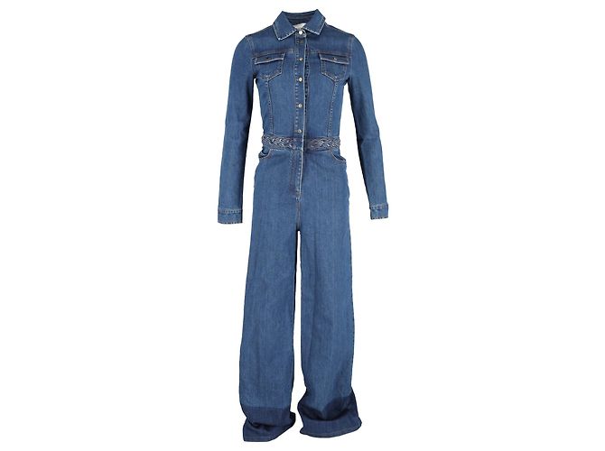 Mono de manga larga Valentino en denim de algodón azul Azul claro
