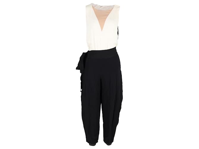 Lanvin Sleeveless Jumpsuit in Black and Cream Viscose White Cellulose fibre  ref.1298733