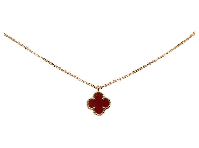 Van Cleef & Arpels 18k Carnelian Sweet Alhambra Pendant Necklace Metal  ref.1298783