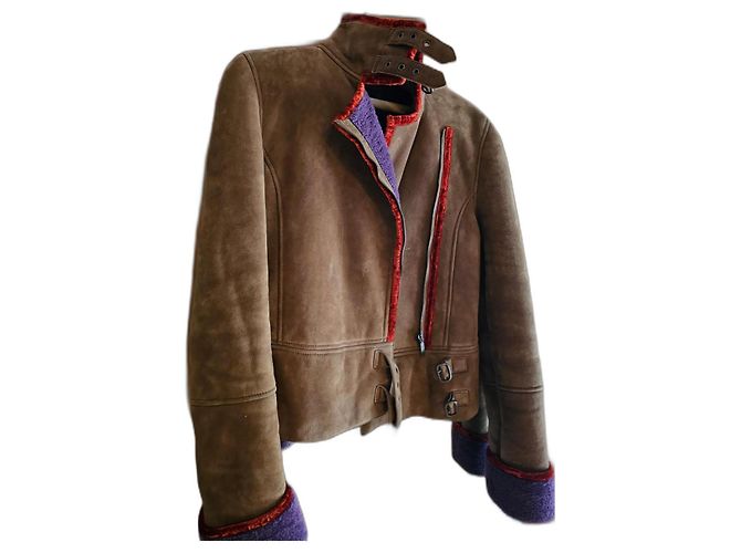 Etro Lambskin Biker Jacket Brown