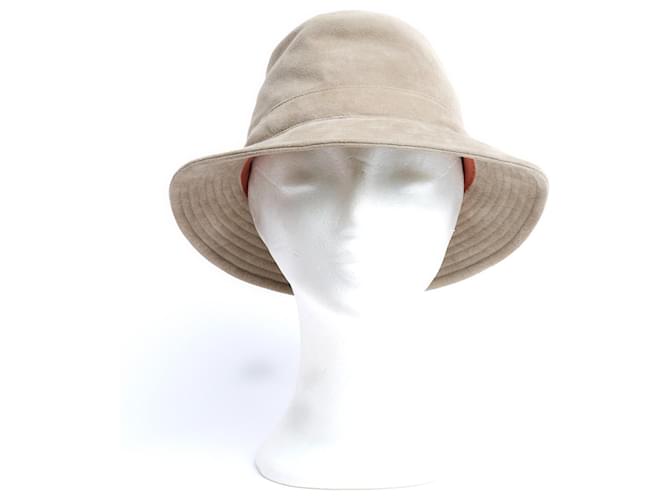 Sombrero de cubo de ante beige y gris Loro Piana Bob M. Gamuza  ref.1298797