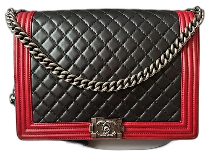 Boy Chanel Garçon Black Red Leather  ref.1298801