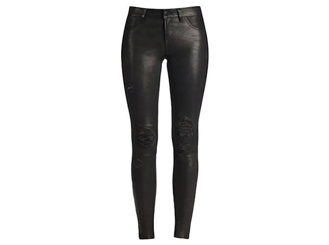 J Brand distressed black leather skinny  jeans  ref.1298853