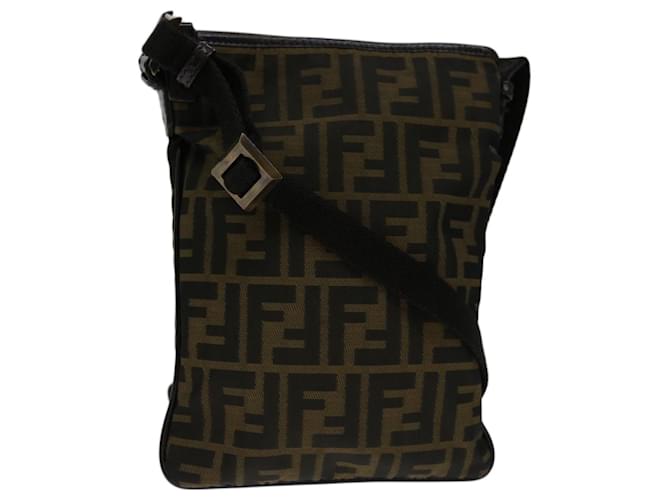 FENDI Zucca Canvas Shoulder Bag Black Brown Auth 67995 Cloth  ref.1298904