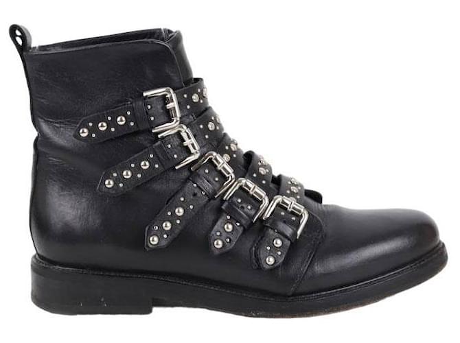 Maje Leather buckle boots Black  ref.1298915