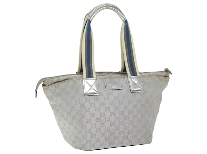 GUCCI GG Canvas Sherry Line Tote Bag Silver Blue 131230 Auth yk11032 Silvery Cloth  ref.1298922