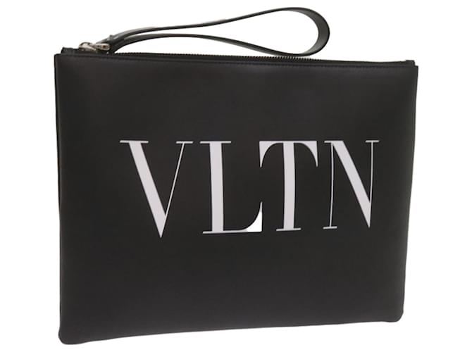 VALENTINO Clutch Bag Leather Black XY2P0299LVN Auth 67606A  ref.1298959